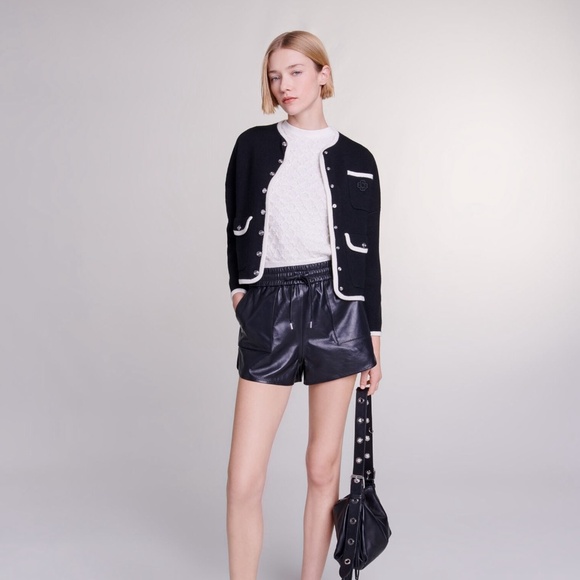 Maje 224 Margot Knit Cardigan Sweater in Black - Picture 4 of 13